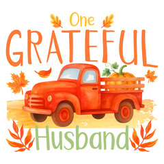 Grateful husband Thanksgiving watercolor retro designs