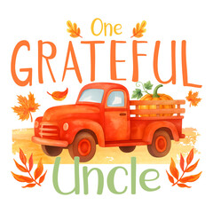 Grateful uncle Thanksgiving watercolor retro designs