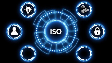 Animated futuristic holographic technology interface with glowing blue digital design element - Powered by Adobe