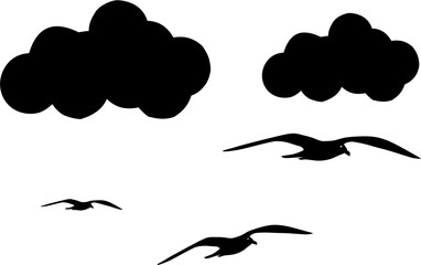 Icon bird and cloud background, vector illustration 