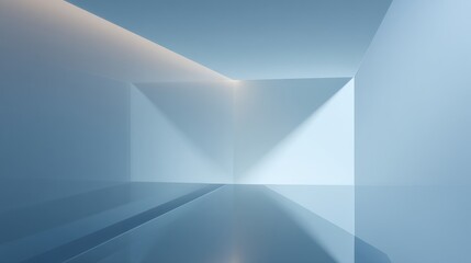 Abstract modern minimalist interior with smooth curved white walls clean geometric lines and natural light bright open space architectural design