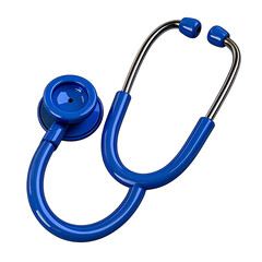 3D blue stethoscope, medical tool icon, isolated on a transparent background, generative AI
