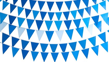 Fototapeta premium Festive blue triangular flag bunting decoration hanging for a traditional Bavarian Oktoberfest party background.