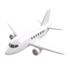 3D white airplane icon, aircraft symbol, isolated on a transparent background, generative AI