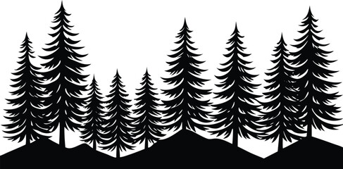 Majestic Evergreen Forest Silhouette  A Stunning Nature Illustration