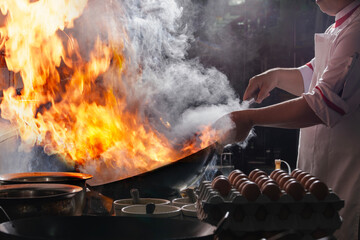 Dynamic and energetic professional cooking