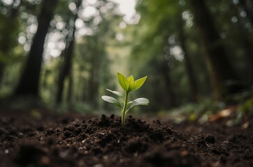 Closeup Vibrant Green Plant Growth Forest Background ai generated