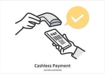 スマホの電子決済で支払いをするイメージイラスト