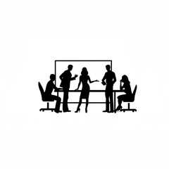 Diverse team of professionals brainstorming ideas silhouette isolated on white background
