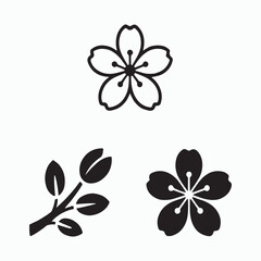 Obraz premium Simple Black Cherry Blossom Silhouette Vector Graphic 