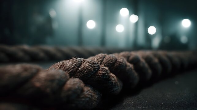 Intense battle ropes workout in a functional fitness setting - Powered by Adobe