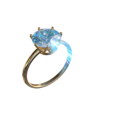 Sparkling Blue Diamond Engagement Ring on Black Background