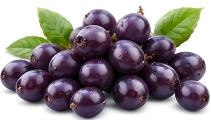 Fototapeta premium Illustration 3D d'un groupe de raisins avec des feuilles, format PNG