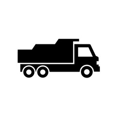 Naklejka premium A stark black and white silhouette of a robust, multi-wheeled dump truck, ready for heavy-duty industrial transport and material hauling.