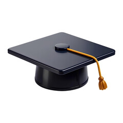 3D graduation cap, college and university icon, isolated on a transparent background, generative AI
