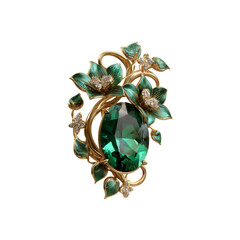 Exquisite Emerald and Diamond Floral Brooch Luxury Gold Jewelry Design