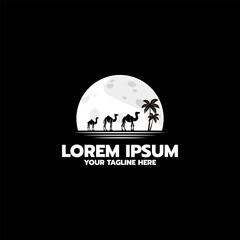 Modern Camel Logo  with moon Design illustrations 