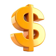 3D dollar currency icon, business and economic symbol, isolated on a transparent background, generative AI