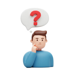 3d man with question mark