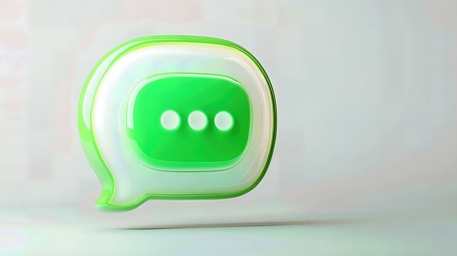 Glossy Green Speech Bubble 3D Render Isolated on White Background - Powered by Adobe
