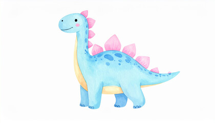 Obraz premium Abstract watercolor painting of friendly dinosaur in pastel colors. Hand drawn art for children book