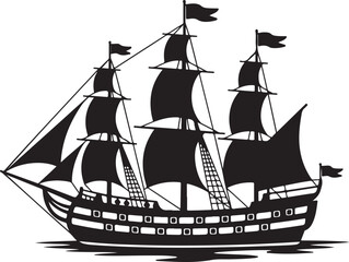 Sailing Ship Silhouette Vector Illustration, a timeless design perfect for nautical-themed projects