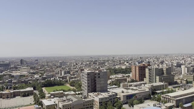Tehran city skyline showing streets in a summer afternoon day