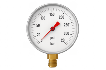 Pressure gauge measuring pressure with transparent background