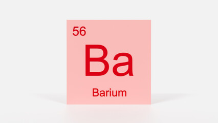 Barium Element 3D Render - Periodic Table Box with Atomic Number 56, Scientific Education, Chemistry Classroom, Modern Science Poster, and Laboratory Wall Art