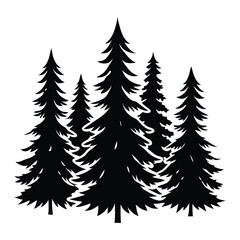 Obraz premium Majestic Pine Tree Silhouette Graphic Design Download on White Background