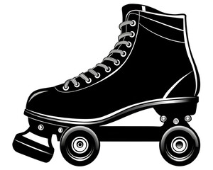 a black and white silhouette of roller skates black isolated on white background PNG.AI Generated.