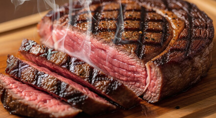 Ribeye Steak &ndash; Perfect Maillard Crust with Juicy Medium-Rare Interior, Photorealistic Close-Up