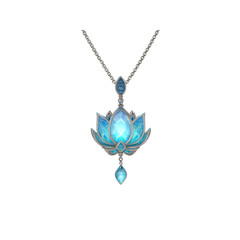 Elegant Lotus Flower Blue Gemstone Silver Necklace Pendant Jewelry