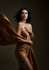 Beautiful Pakistan Indian Latin Super model Holding white cloth skincare glowing girl woman