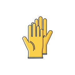 Vector illustration of yellow construction gloves, construction work safety equipment