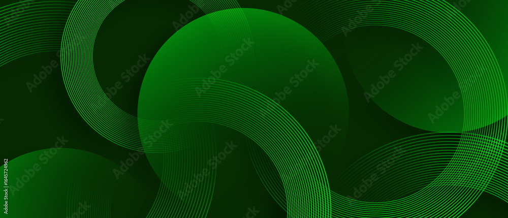 Canvas Prints green abstract banner with circular geometric shapes background