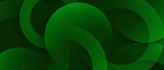 green abstract banner with circular geometric shapes background