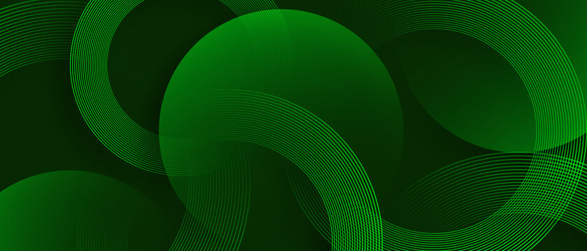 green abstract banner with circular geometric shapes background