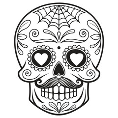Decorative Sugar Skull Graphic for Festive Printables & Posters