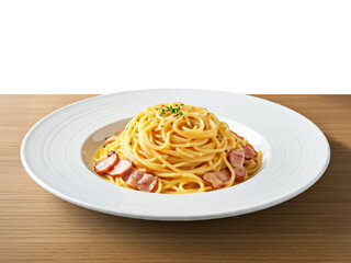 Traditional Italian carbonara sauce spaghetti