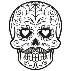 High-Resolution Sugar Skull Design for Digital & Print Use