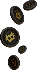 Abstract Digital Gold Coin Cryptocurrency Orbiting Digital Particles Representing Future Technology Bitcoin BTC