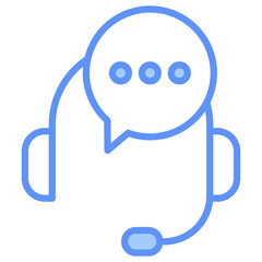 Customer Support Outline Blue Color Icon