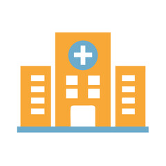 Obraz premium Hospital Building Illustration: A clean, minimalistic vector illustration of a modern hospital building with a cross symbol, symbolizing healthcare, medical care, and the institution of health.