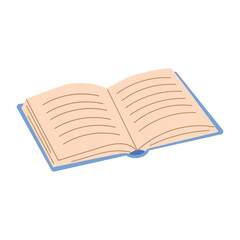 Open blue book. vector illustration isolated on white background.