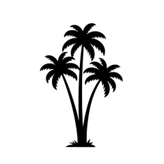 Black and white tropical palm tree silhouette, ideal for decoration, cutting and design.