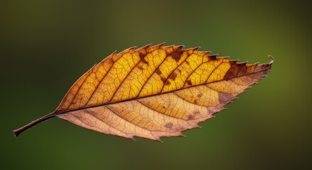 Single Dried Autumn Leaf Close Up