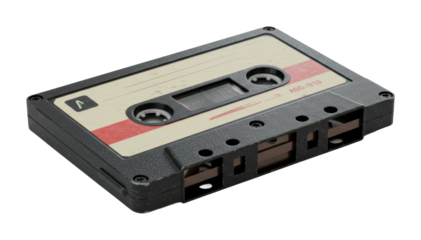 Reviving nostalgia vintage cassette tape collection home studio digital indoor retro music culture. Cut out png