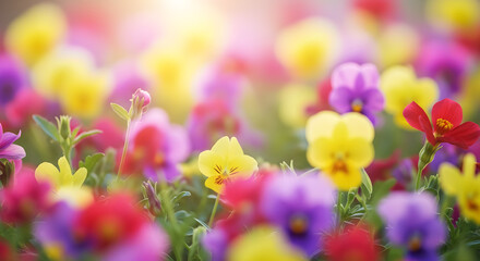 Fototapeta premium Vibrant Pansy Flowers Spring Garden Bloom