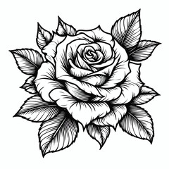 Vector line art image of a rose